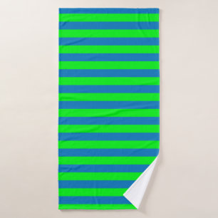 Toalha De Banho Design de faixas azuis e verdes