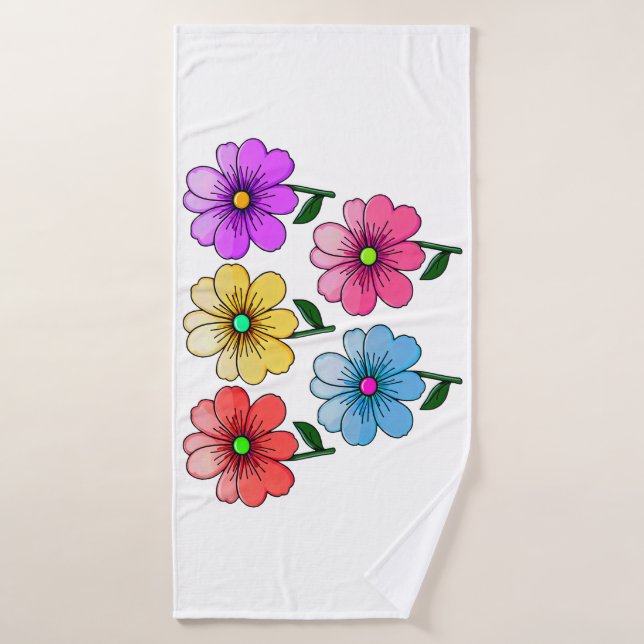 Toalha De Banho design de flores de 5 cores (Toalha de Banho)