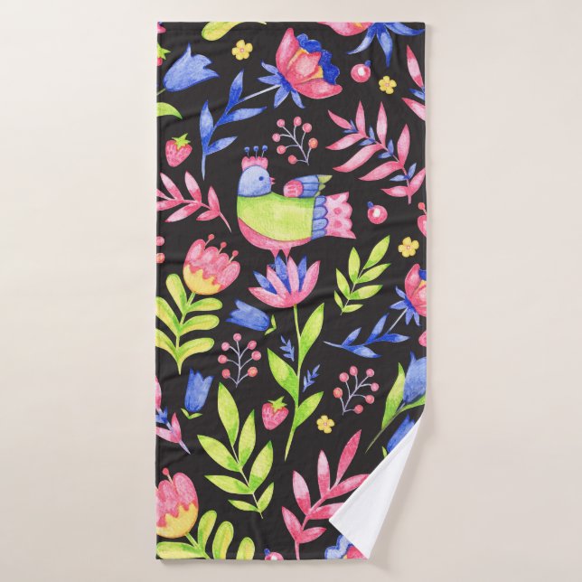 Toalha De Banho Design de padrão uniforme floral. Flores de primav (Toalha de Banho)