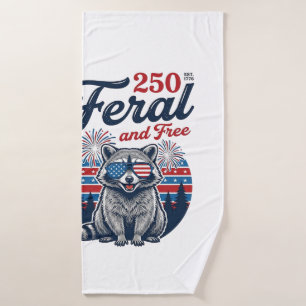 Toalha De Banho Design de vetor patriótico de guaxinim selvagem 25
