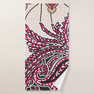 Toalha De Banho Design decorativa com vermelho vívido e alfinete