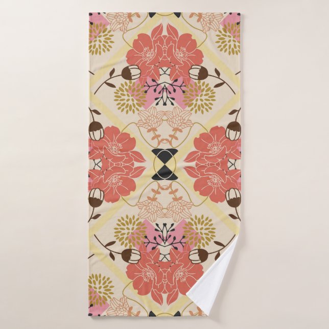 Toalha De Banho Design Floral de padrão de colheita contínua. (Toalha de Banho)