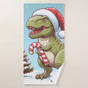 Toalha De Banho Dinossauro candi doce de Natal