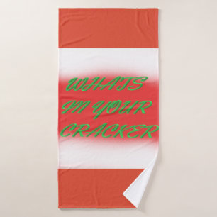 Toalha De Banho Diversão de Natal design verde branco