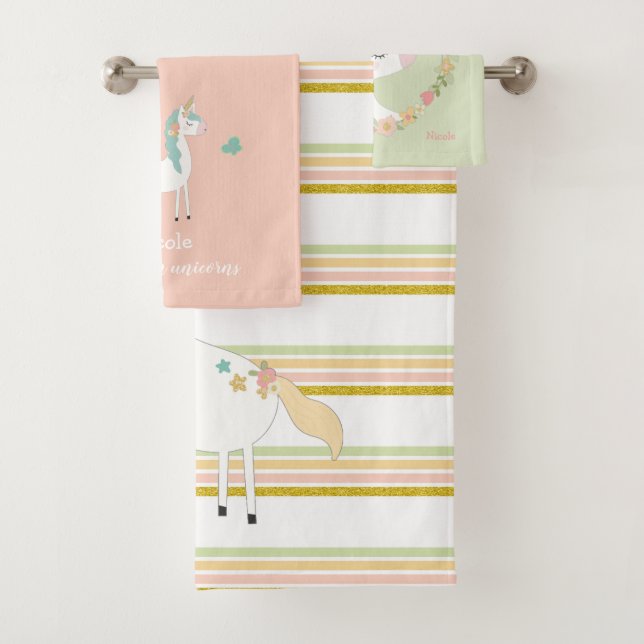 Toalha de banho do unicórnio do brilho ajustada (Insitu)