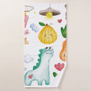 Toalha De Banho Dodótulos kawaii aquarela isolados em fundo branc