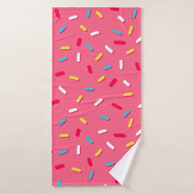 Toalha De Banho Donut's glaze seamless pattern, pink background, t (Toalha de Banho)