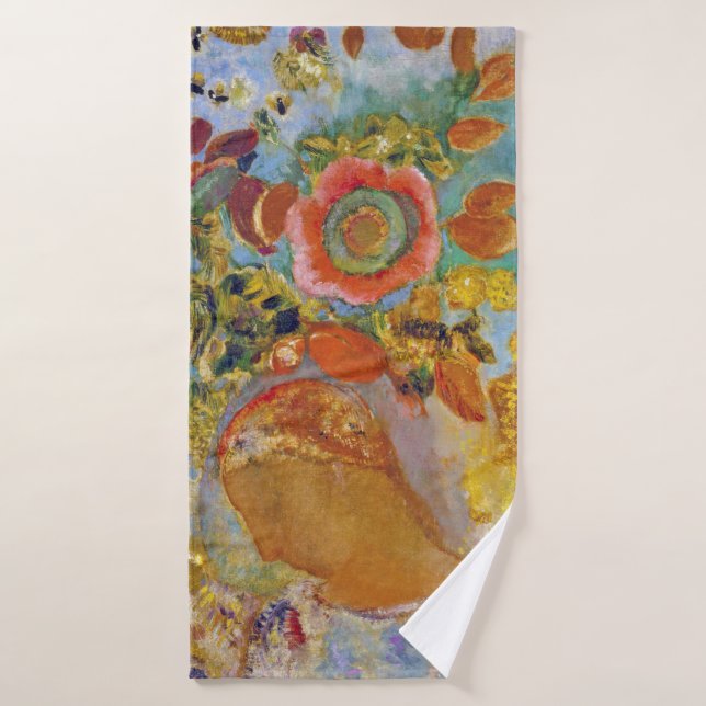 Toalha De Banho Duas jovens entre as flores, Redon (Toalha de Banho)