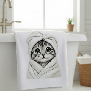 Toalha de Banho e Praia para Amantes de Gatos Ador
