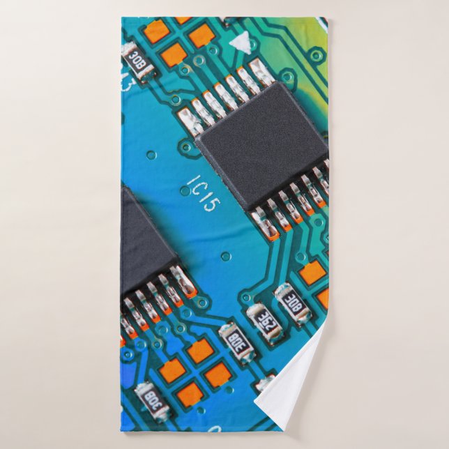 Toalha De Banho Electronic circuit board close up. background,boar (Toalha de Banho)