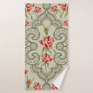 Toalha De Banho Elegance Vintage, Fundo floral sem costura