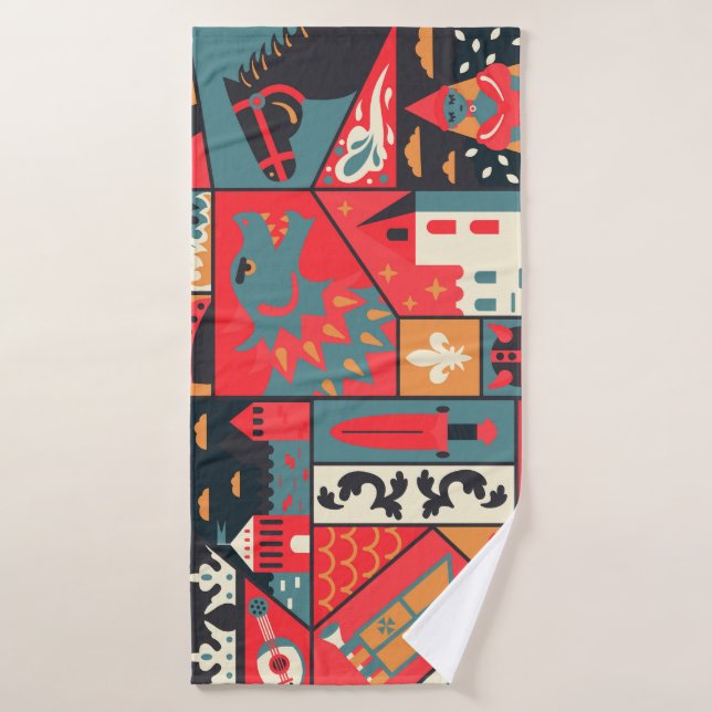 Toalha De Banho Elegância medieval: Design de padrão sem costura (Toalha de Banho)