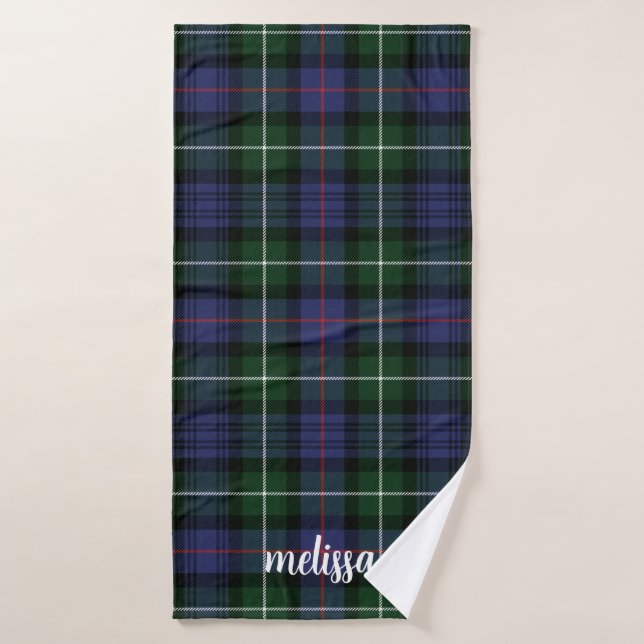 Toalha De Banho Elegant Script Rustic Tartan Custom (Toalha de Banho)