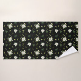 Toalha de Banho Elegante Verde e Branco com Padrão