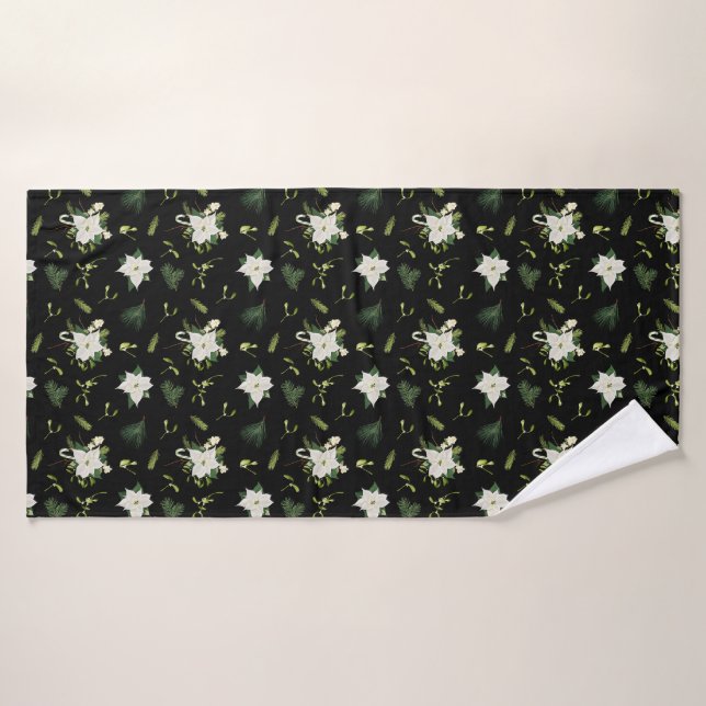 Toalha de Banho Elegante Verde e Branco com Padrão (Toalha de Banho)