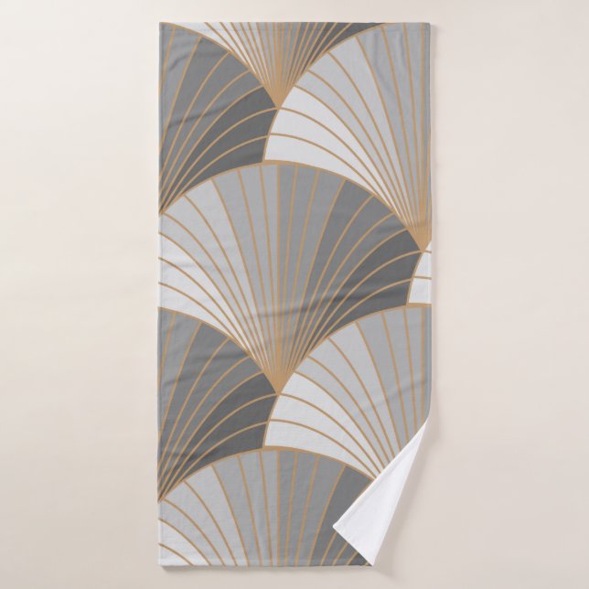 Toalha De Banho Elementos de cinza com contorno de ouro. padrão pe (Toalha de Banho)