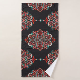 Toalha De Banho Elementos paisley asiáticos, padrão de vintage boh