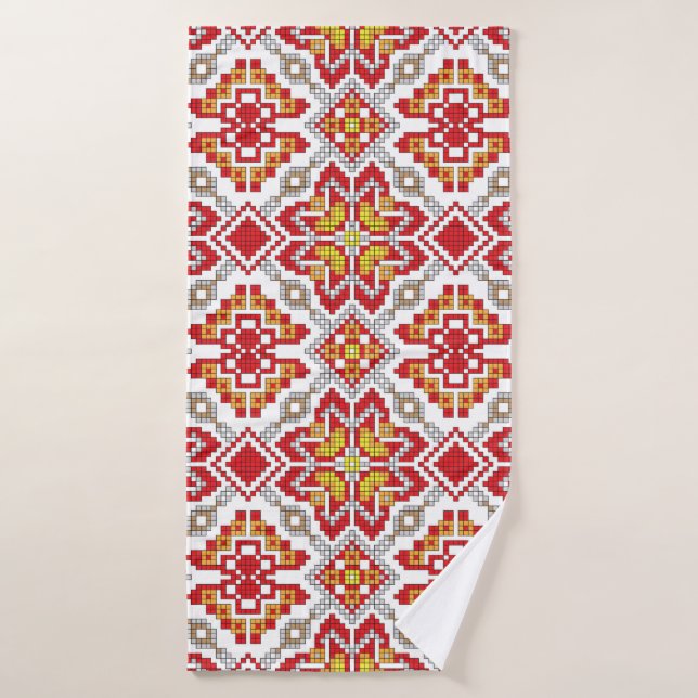Toalha De Banho Embroidered handmade cross-stitch ethnic Ukraine p (Toalha de Banho)