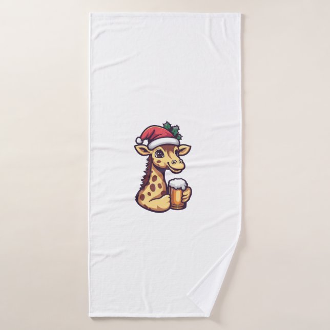Toalha De Banho Engraçada Girafa De Natal Com BD (Toalha de Banho)