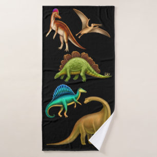 Toalha de banho escura dos dinossauros