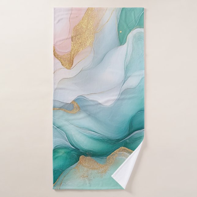 Toalha De Banho Esmeralda e mármore Dourado (Toalha de Banho)