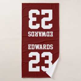 Toalha De Banho Esportes Personalizados Numerados com Nome