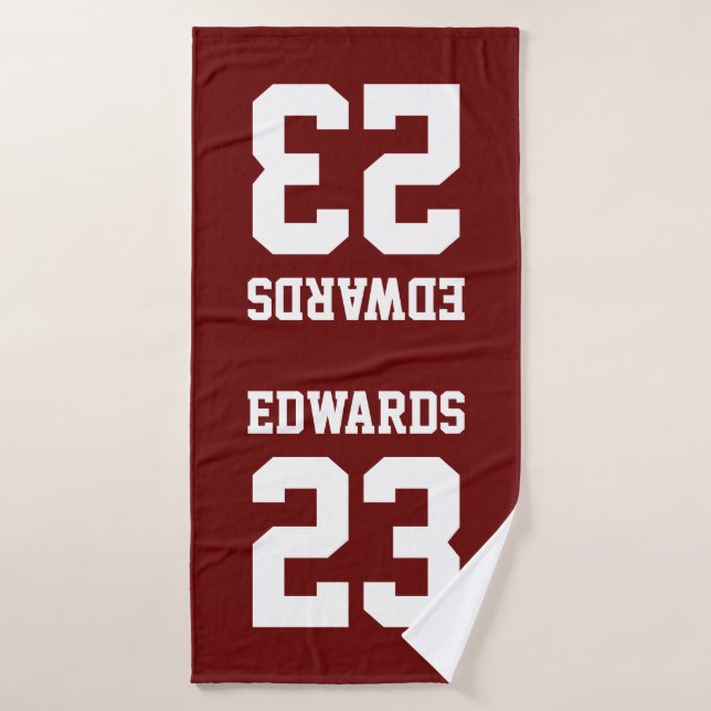 Toalha De Banho Esportes Personalizados Numerados com Nome (Toalha de Banho)