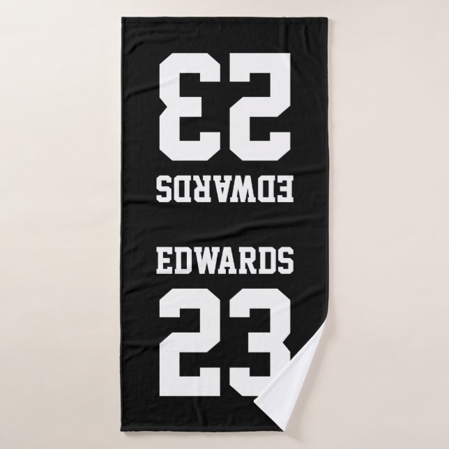 Toalha De Banho Esportes Personalizados Numerados com Nome (Toalha de Banho)