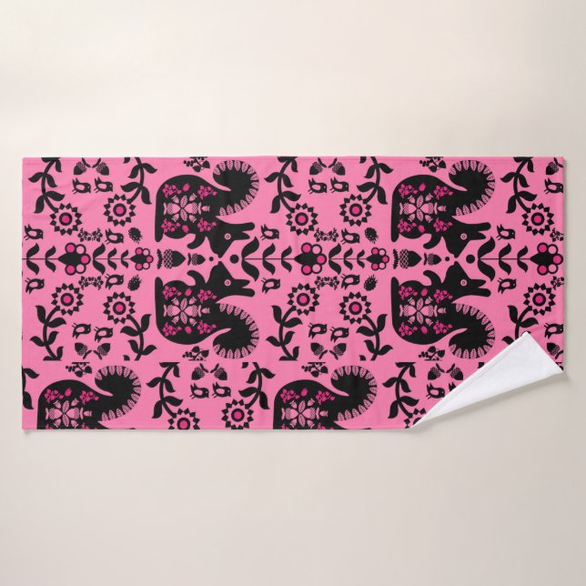 Toalha De Banho Esquilo Arte Foliar Nórdica Escandinava (Toalha de Banho)