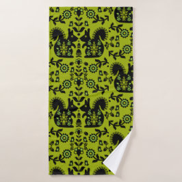 Toalha De Banho Esquilo Arte Foliar Nórdica Escandinava