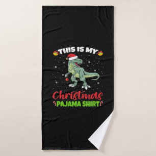 Toalha De Banho Este é o meu Jama de Natal Dinossauro T Rex