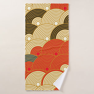 Toalha De Banho Estilo japonês balança ondas um padrão uniforme