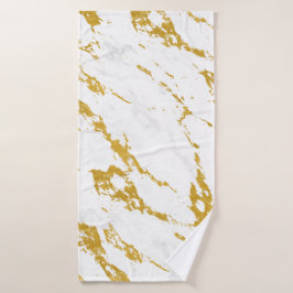 Toalha De Banho Estilo Marble Elegante6 - Dourado e Branco