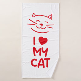Toalha De Banho Eu amo meu gato