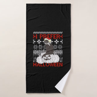 Toalha De Banho Eu Prefiro o Halloween Engraçado Natal preto