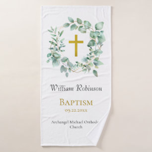 Toalha De Banho Eucalyptus Wreath Ortodoxo Christian Baptism Gift