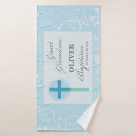 Toalha De Banho Excelente Neto Baptism Blue Lace Personalizado
