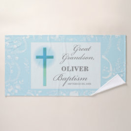 Toalha De Banho Excelente Neto Baptism Blue Lace Personalizado
