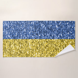 Toalha De Banho Faíscas de brilho azul amarelo da bandeira da Ucrâ