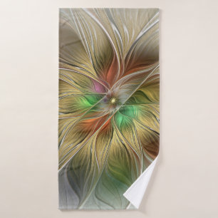 Toalha De Banho Fantasia Floral com o Dourado Abstrato moderno Fra