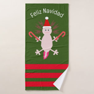 Toalha De Banho Fixe de Natal Axolotl Personalizado