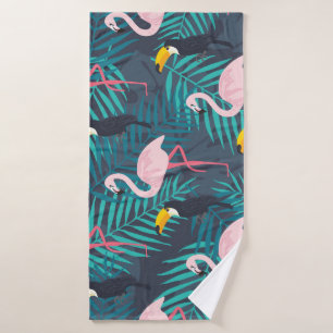 Toalha De Banho Flamingo, tucano: padrão das folhas tropicais