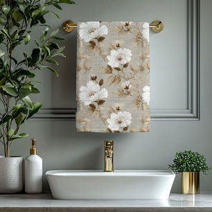 Toalha de Banho Flor Marfim Minimalista Terrosa