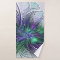 Flor Verde Roxo Moderna Abstrato de Arte Fractal