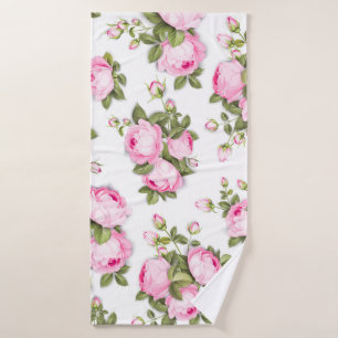 Toalha De Banho Floral Rosa