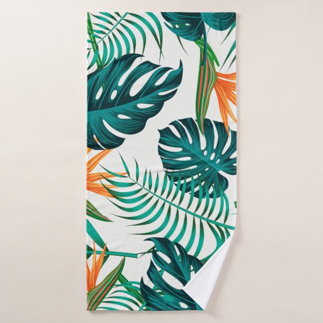 Toalha De Banho Floral seamless pattern with leaves. tropical back (Toalha de Banho)