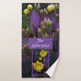 Toalha De Banho Flores Amarelas Púrpuras De Opuntia Perea Cactus