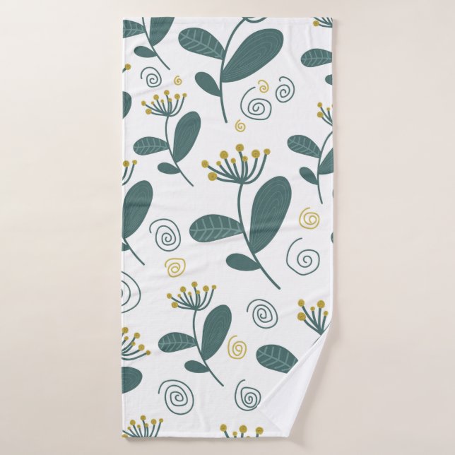 Toalha De Banho Flores sem aparência ao fundo no estilo escandinav (Toalha de Banho)