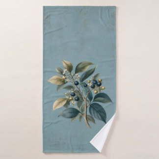 Toalha de Banho Folha e Mirtilo Azul Vintage