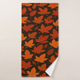 Toalha De Banho Folhas de Outono Boho Laranja